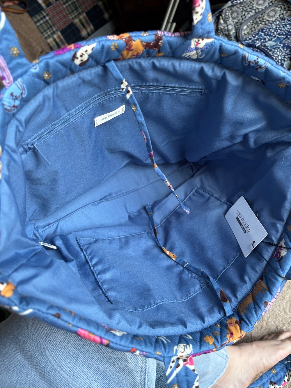 Vera Bradley Quilted Dog Print Tote - Blue - Picture 3 of 4